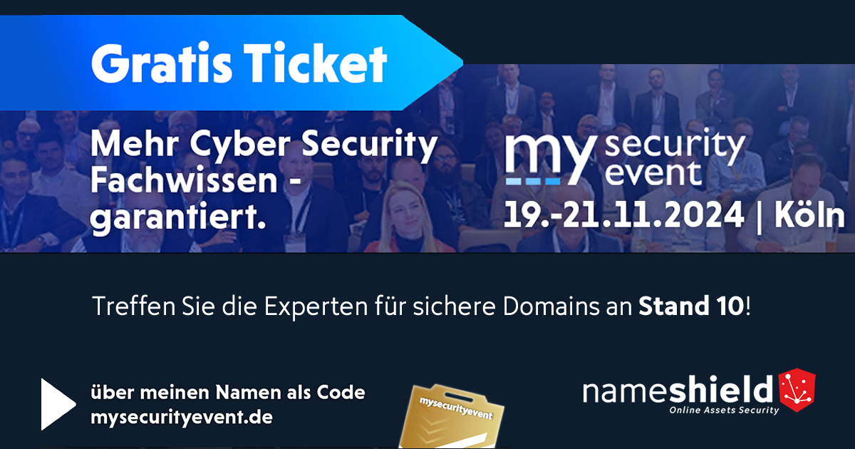 Treffen Sie das Nameshield Team in Köln auf den Mysecurity Days (19.-21. November)