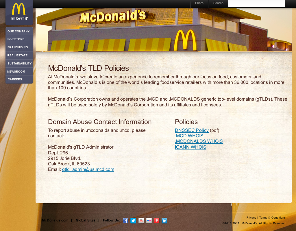 McDonald's Illustration: Home page of NIC.MCD