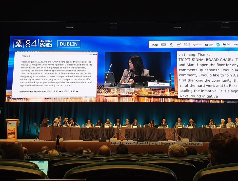 ICANN Board adopts the Application Guide Book for next round during the closing session of ICANN84